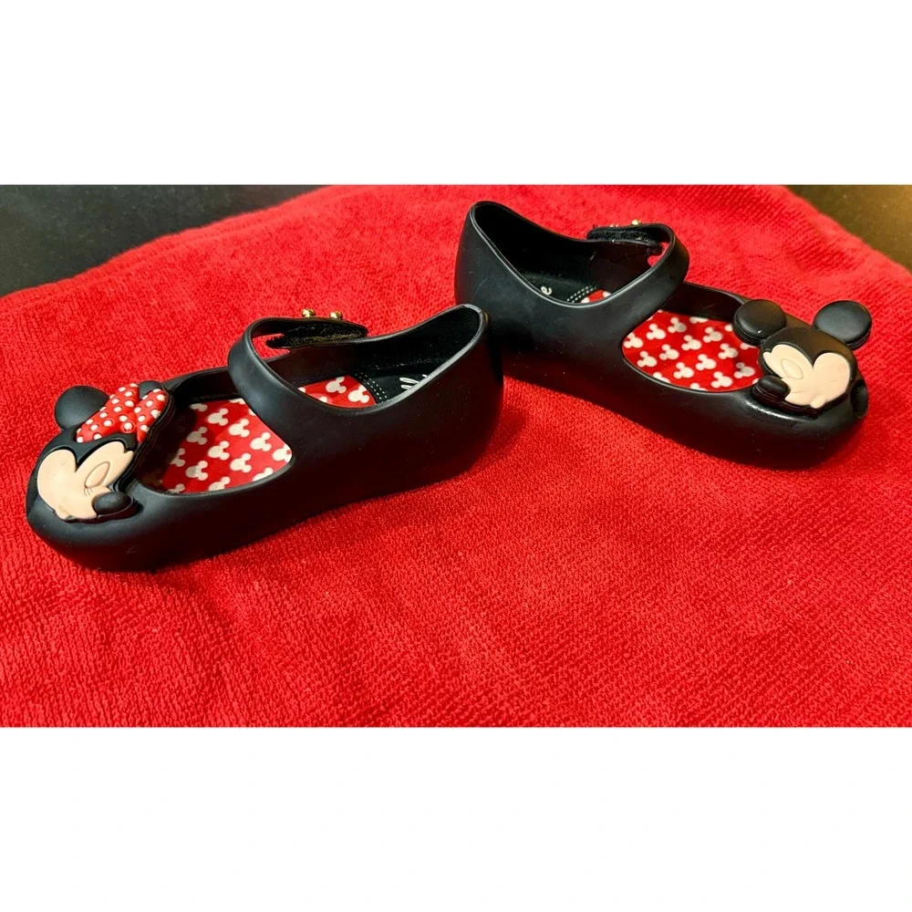 Mini Melissa Mickey Minnie Mary Jane Kids Size 7 Black Disney Jelly Shoes Play